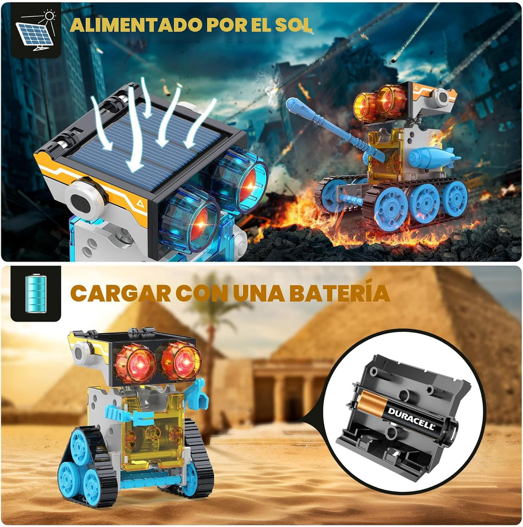 Kit de robot solar 30 en 1, 243 piezas, juego educativo STEM para niños de 8 a 12 años, regalo de experimento científico para cumpleaños (azul)