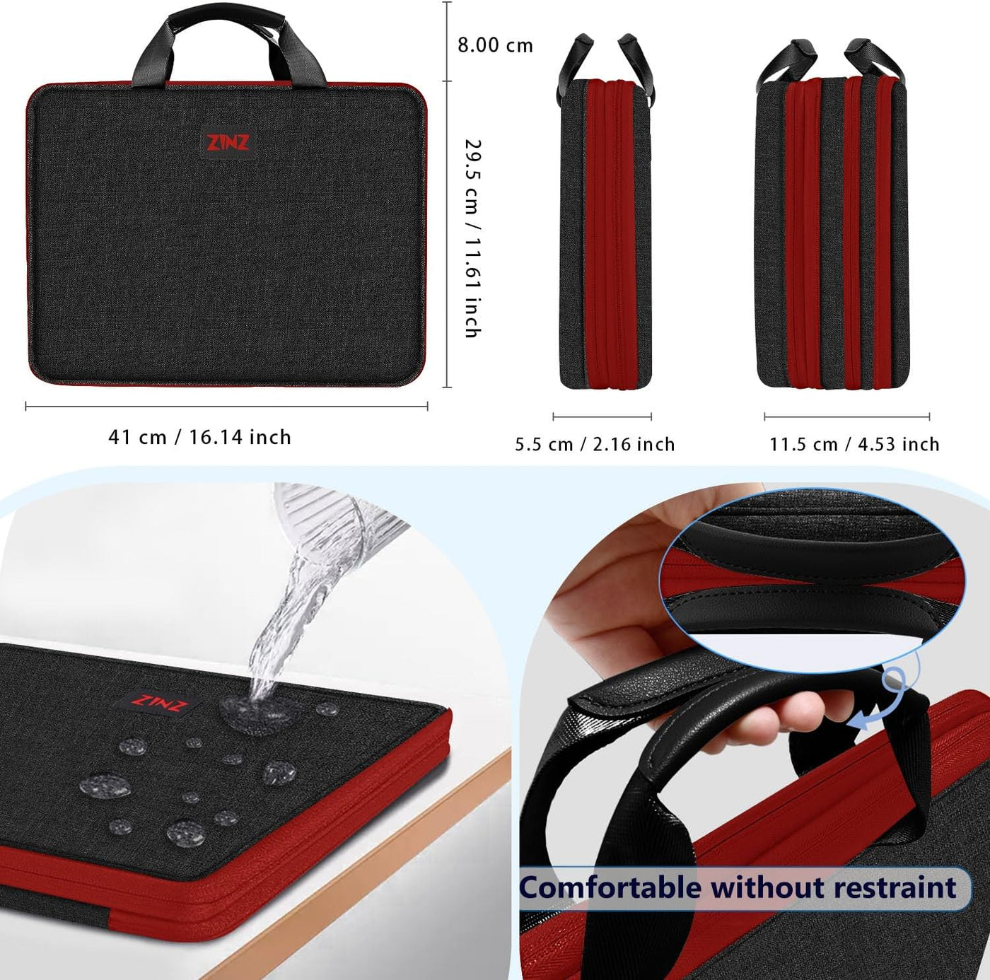 ZINZ Funda delgada expandible para laptop de 15.6 pulgadas, funda m...