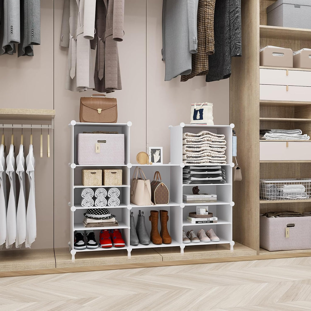 AWTATOS Organizador de armario con 8 estantes de almacenamiento, color blanco
