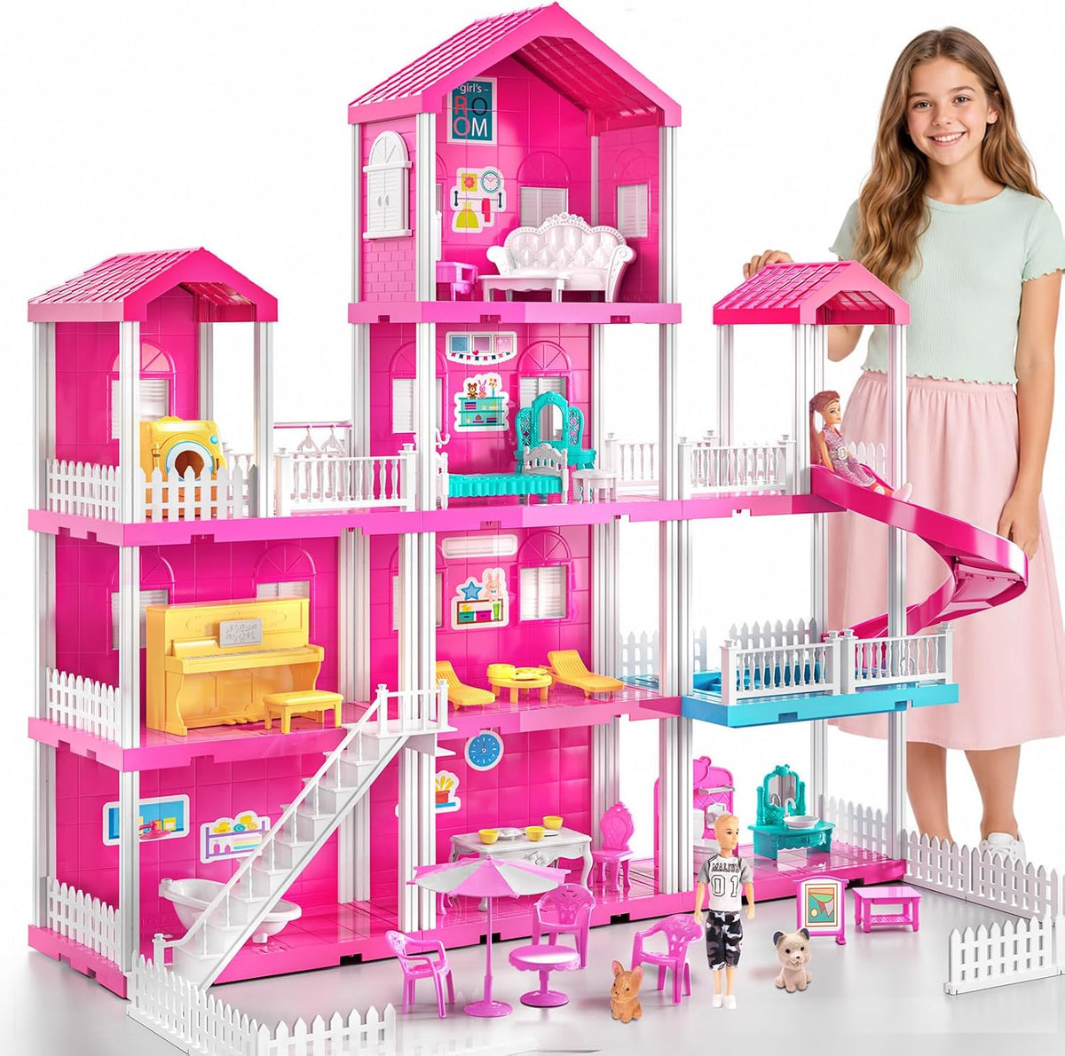 Pink Girl House Playset para niños de 3 a 8 años - Juguete para
