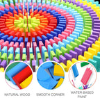 WOOD CITY Juego de dominó de 1000 piezas para niños con 20 bloques adicionales, coloridos azulejos de dominó para construir, apilar, carreras, volar, dominó de madera con bolsa de almacenamiento y