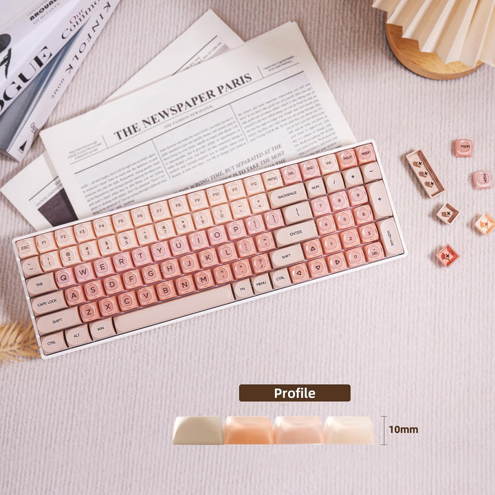 ZORNHER ZH100 - Teclado mecánico base, teclado cremoso 98% rosa con...