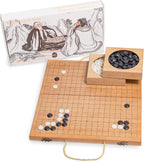 Juego de Go plegable de 19 x 19 con tablero de bambú y tazones y piezas de imitación de jade