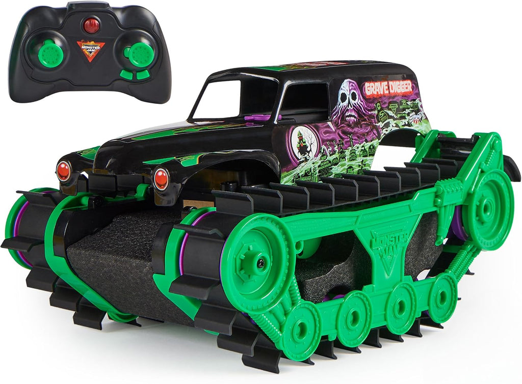 Monster Jam Grave Digger Trax All-Terrain RC Toy Truck, 1:15 Scale