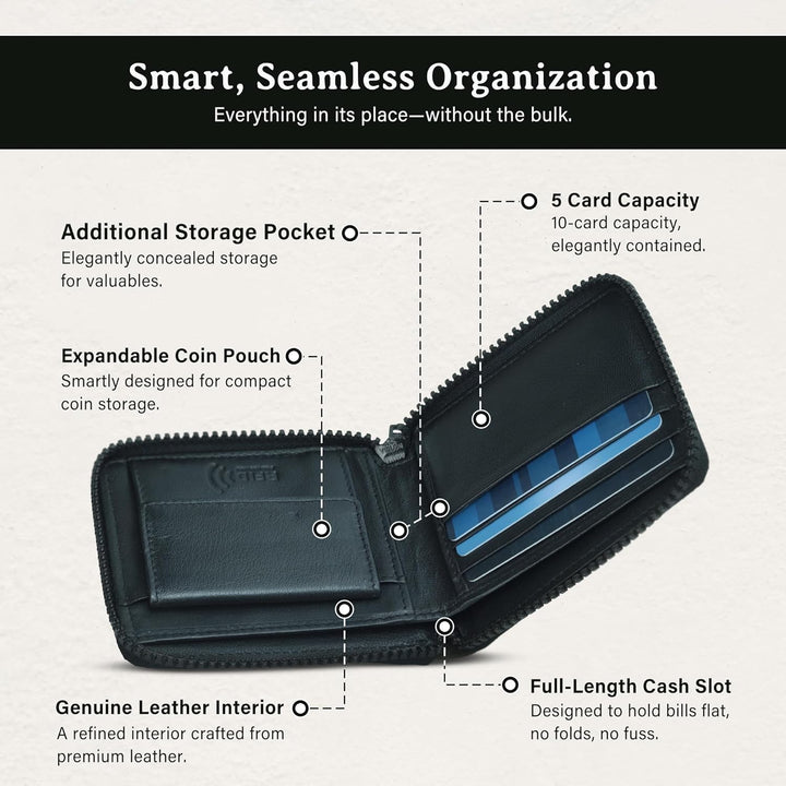 ROGUE WALLET Carteras interiores de piel auténtica para hombres, co...