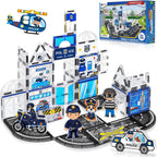 60PCS Police Station Magnetic Tiles Construction Set con 6 Magnetic Dolls