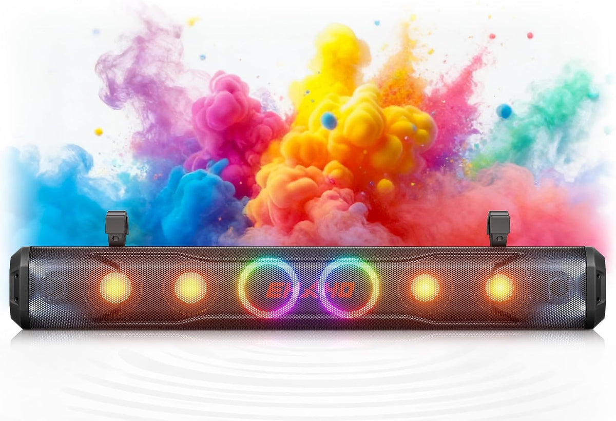 Ehaho - Barra de sonido UTV de 35 pulgadas, altavoz de carrito de golf Bluetooth con luces de fiesta RGB