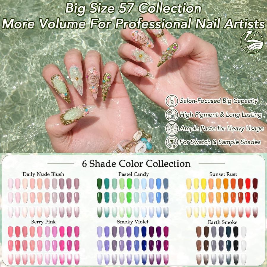 GZIXBDA Paleta de esmaltes de gel y herramientas de 57 colores | Pi...