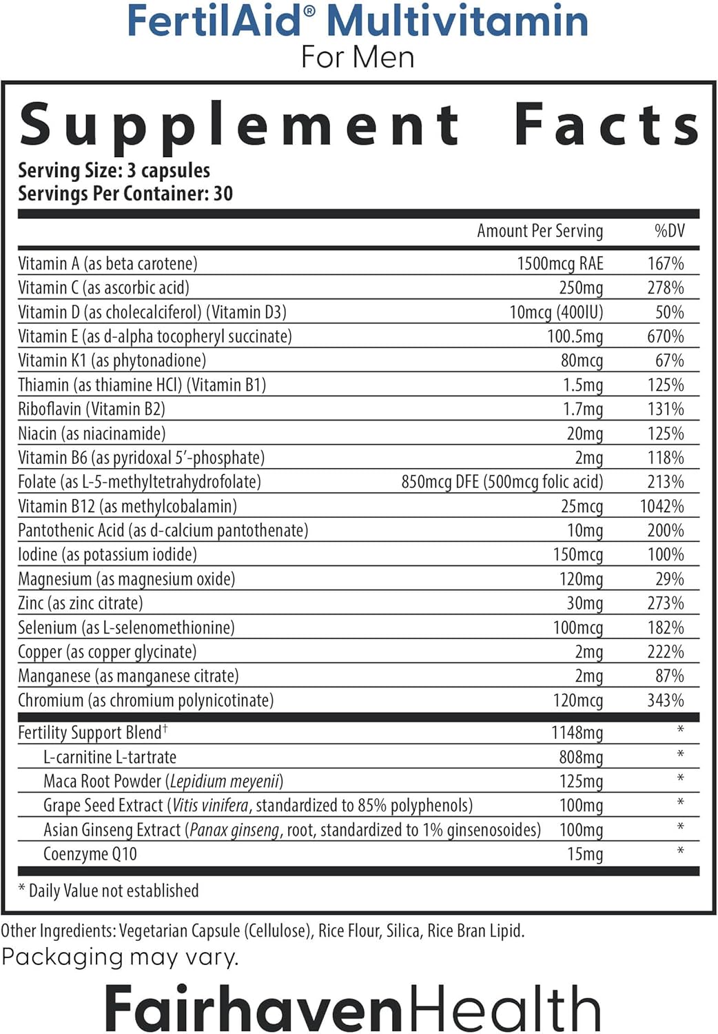 Fairhaven Health FertilAid - Suplementos de fertilidad combinados p...