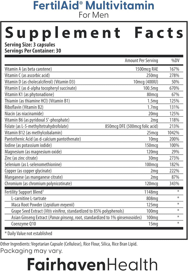 Fairhaven Health FertilAid - Suplementos de fertilidad combinados p...