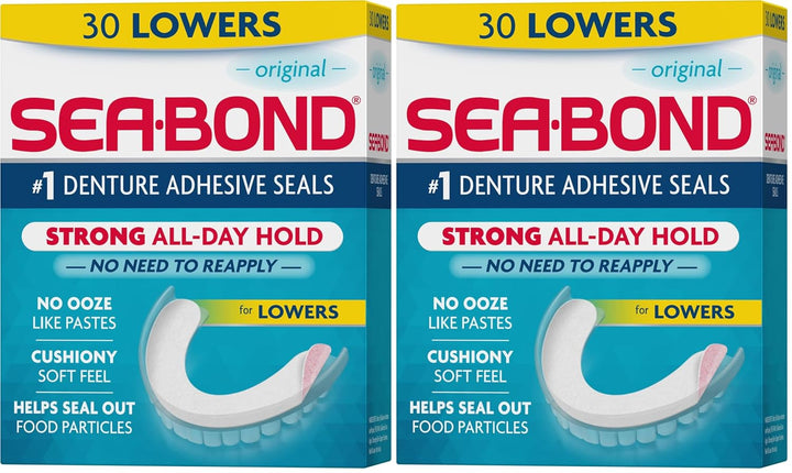 Sea Bond - Sellos adhesivos seguros para dentaduras, inferiores ori...