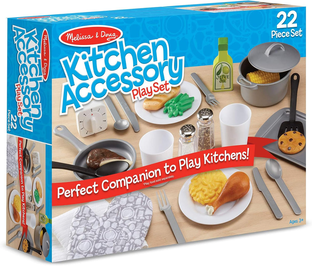 Melissa &amp; Doug Juego de accesorios de cocina de 22 piezas con c...