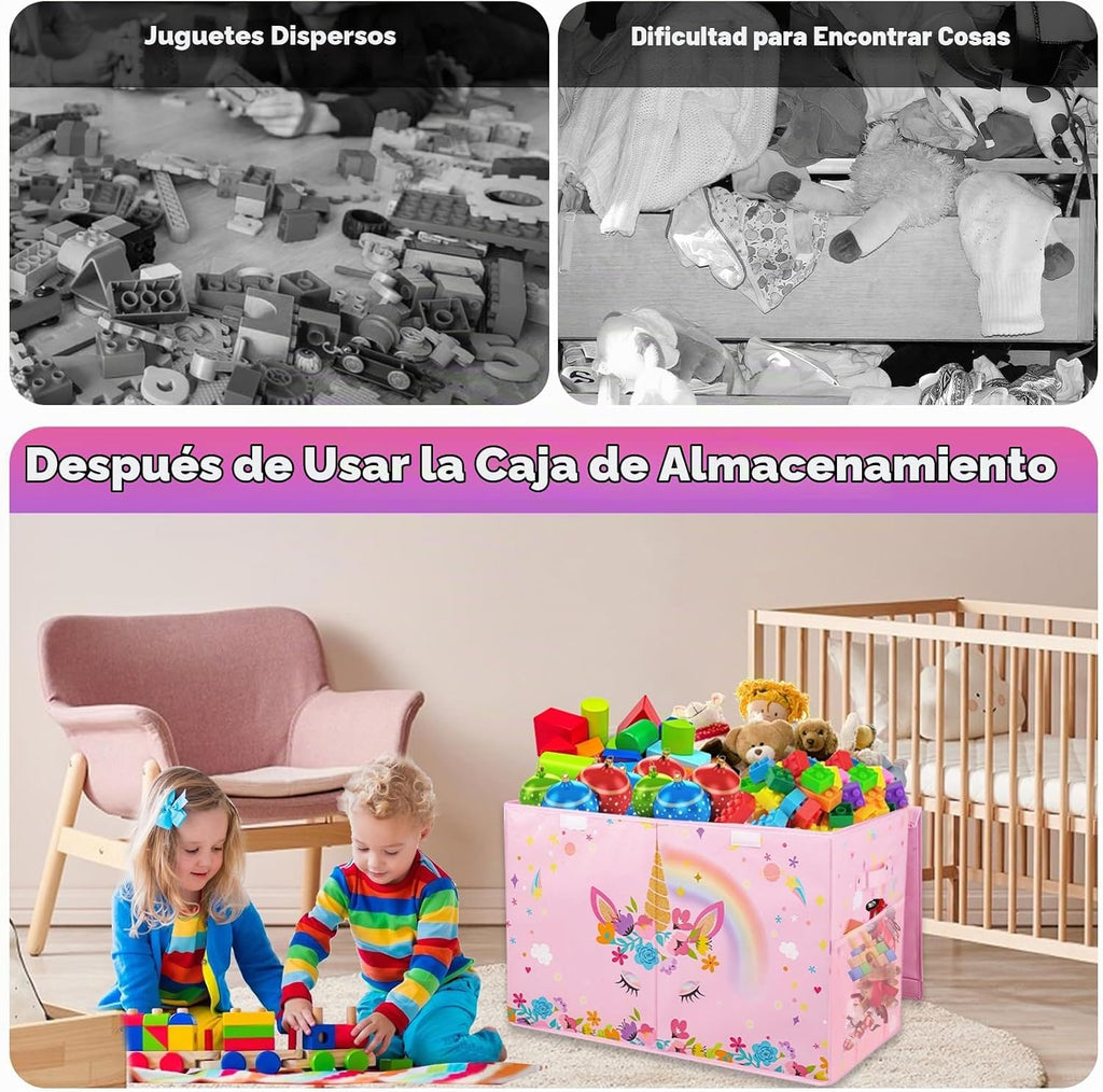 Gran Caja de Juguetes, Organizador de Almacenamiento Resistente para Niños, 25" x 13" x 16"