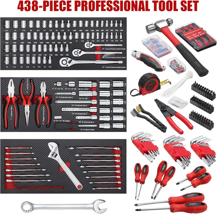 ARUCMIN Juego de herramientas mecánicas de 438 piezas con kit de he...