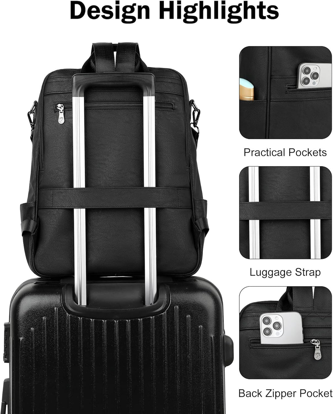 FADEON Mochila para computadora portátil para mujer, mochila de via...