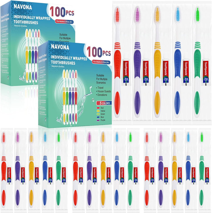 Navona 200 cepillos de dientes desechables con pasta de dientes a g...