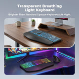 MEETION Teclado ergonómico con cable, retroiluminación transparente...