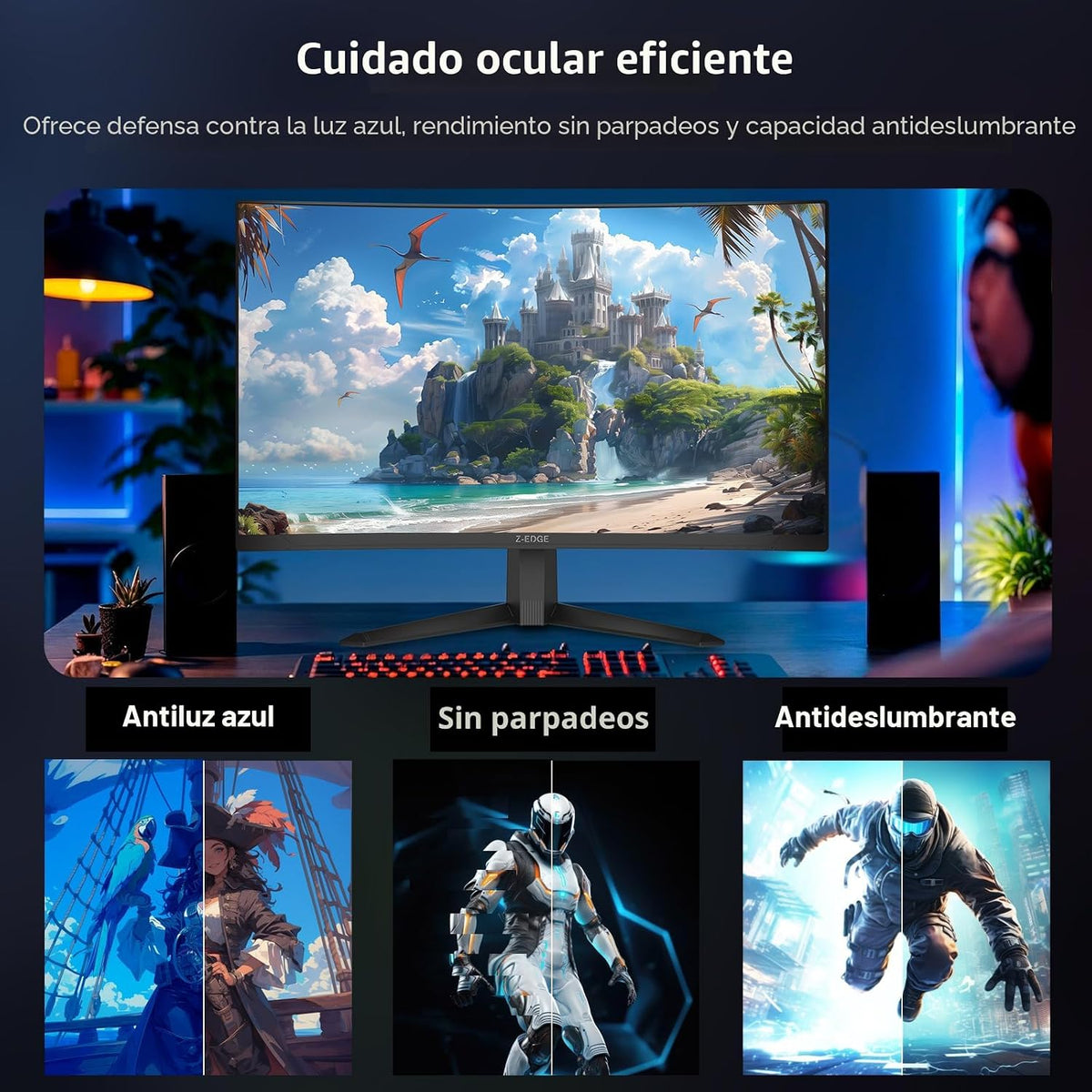 Z-Edge Monitor curvo para juegos de 27 pulgadas, FHD 1080P 300Hz 28...