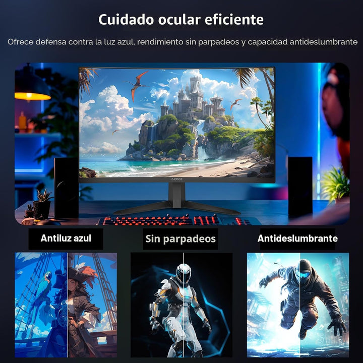 Z-Edge Monitor curvo para juegos de 27 pulgadas, FHD 1080P 300Hz 28...