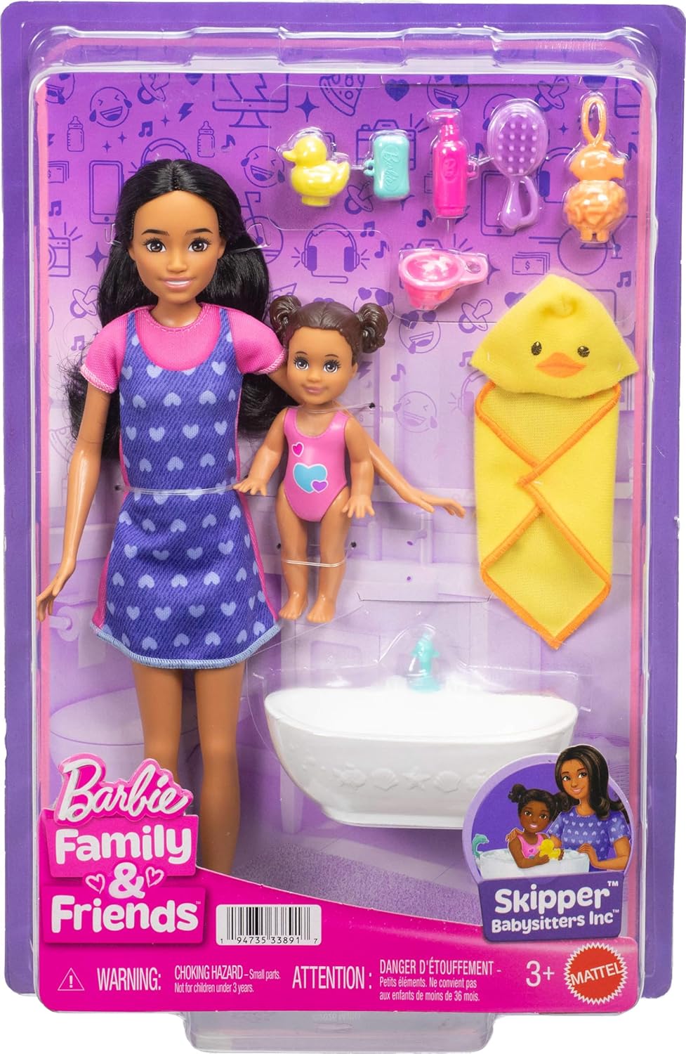 Barbie Skipper Babysitters, Inc. Set de juego con muñeca morena, mu...