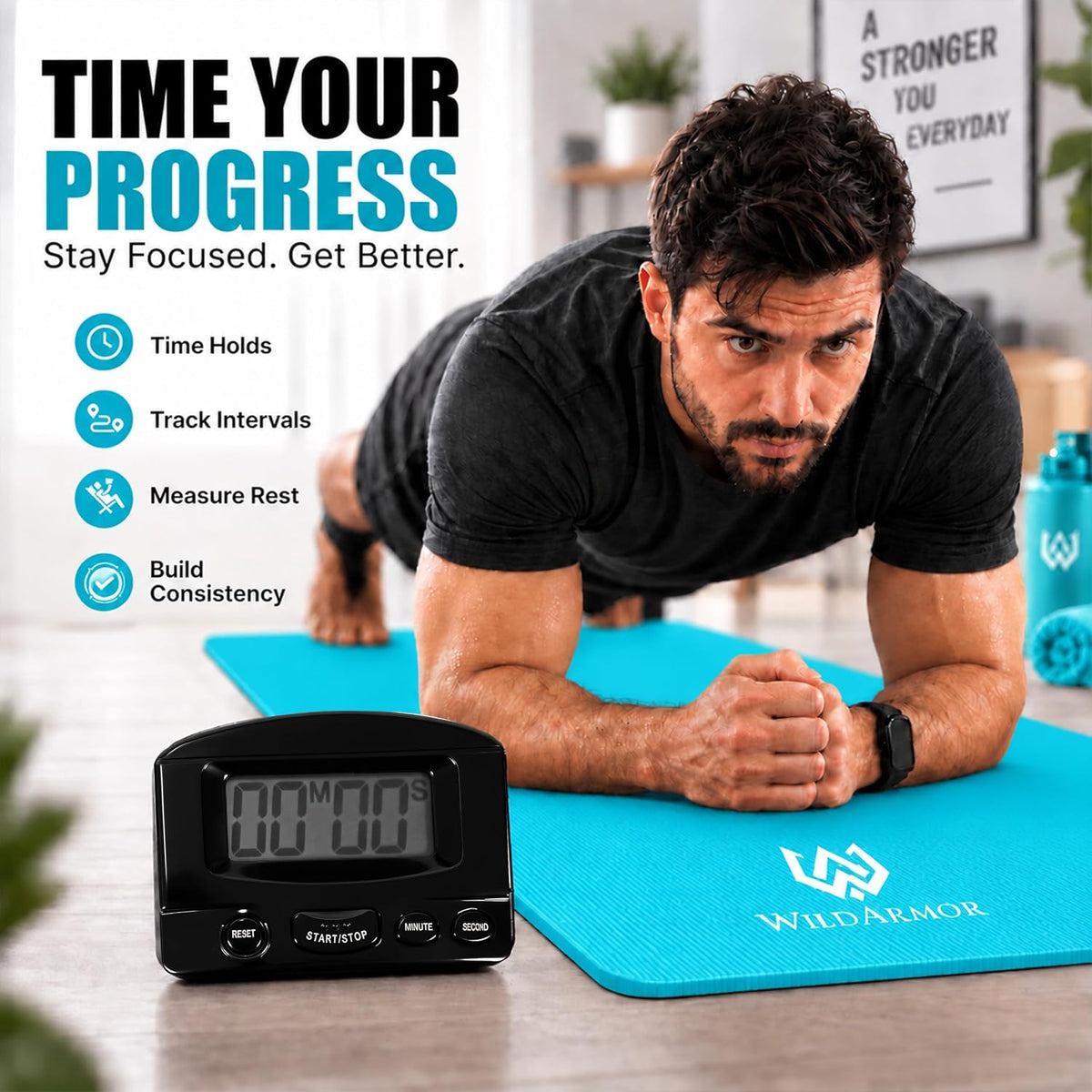 Tapete de yoga extra grueso, antideslizante de 0.591 in NBR, 72 x 24 pulgadas, viene con bola de masaje TPE y cronómetro digital, alfombrilla de entrenamiento para ejercicio en casa, fitness, pilates