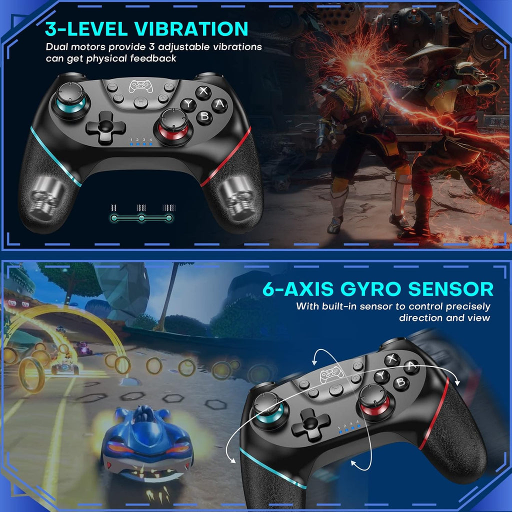 Diswoe Controlador Switch, Control remoto inalámbrico Pro para Switch 2/Switch/Switch Lite/Switch OLED, mando de juego con joystick, turbo ajustable con función programable