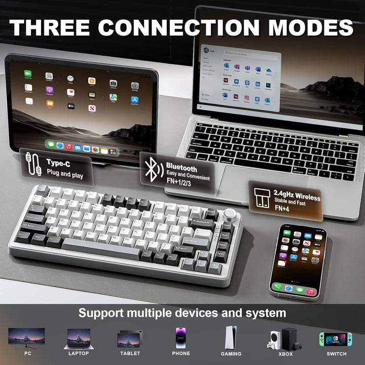 YUNZII Teclado mecánico inalámbrico B75 PRO, diseño del 75% con per...