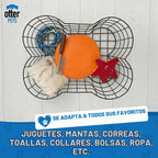 Cesta de juguetes de metal para perros con forma de hueso, cubo