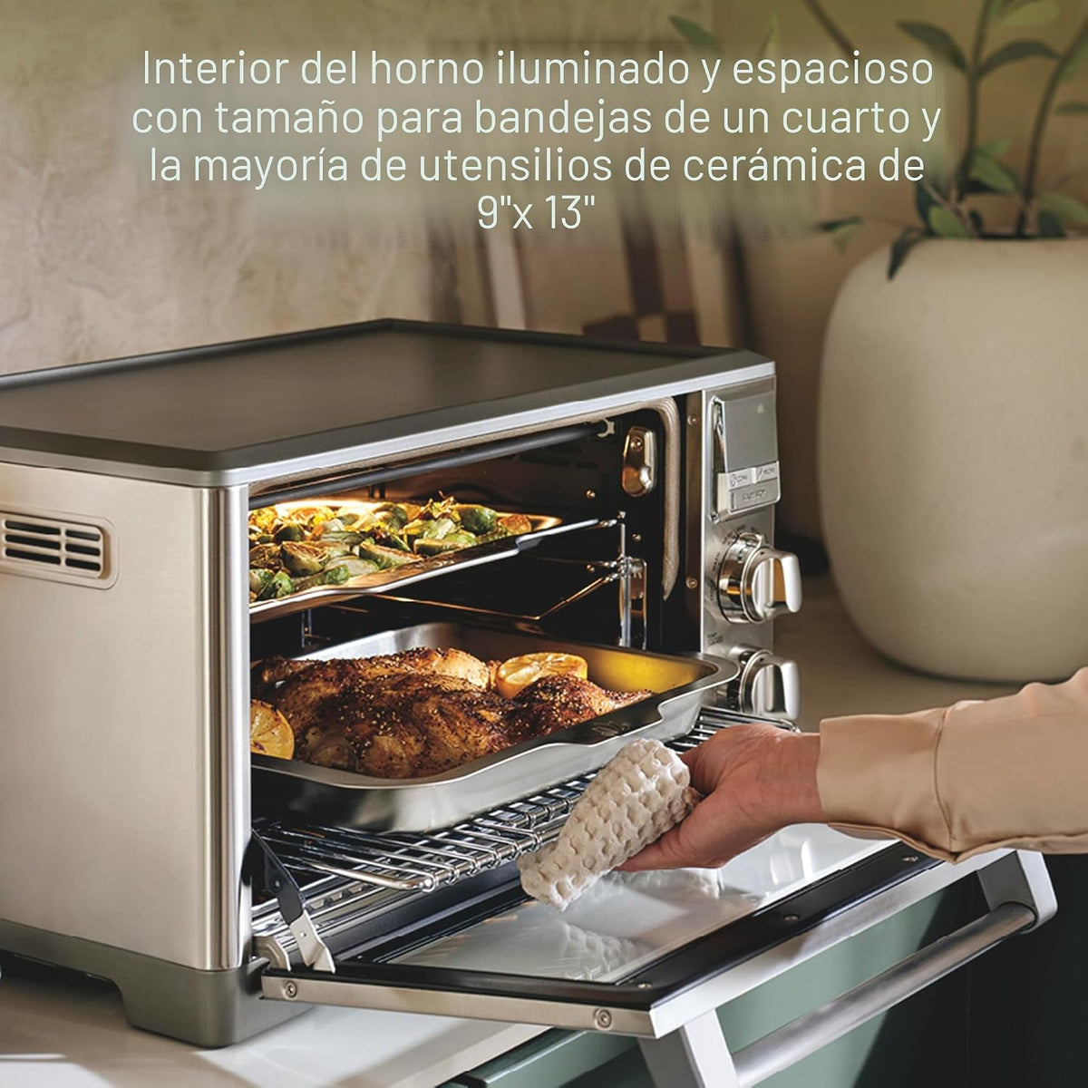 Lotus Horno de convección y freidora, Freidora de aire y horno tostador, Horno de convección de encimera, The Perfectionist, 1800 vatios, acero inoxidable, serie profesional, LTSCO500