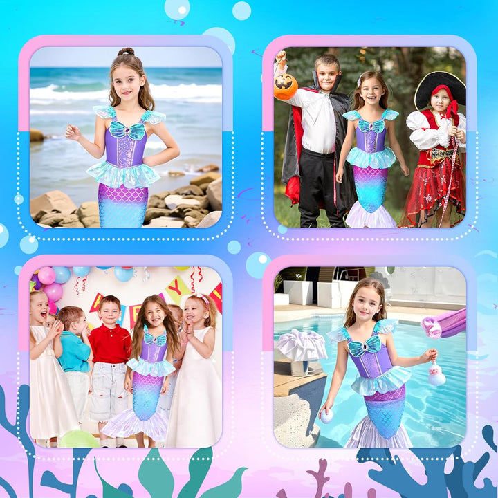 Meland Disfraz de sirena para niñas, disfraz de Halloween iluminado...