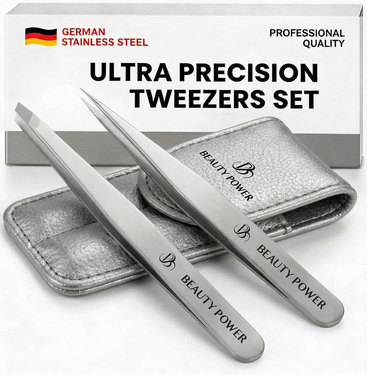 Beauty Power Juego de pinzas profesionales \u2013 Pinzas de acero i...