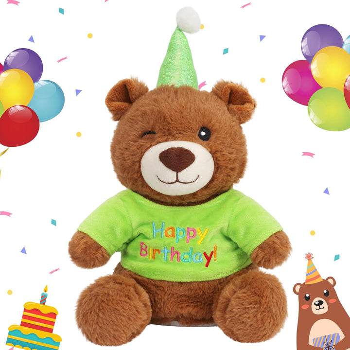 Cuteoy Oso de peluche musical de feliz cumpleaños, juguete de peluc...