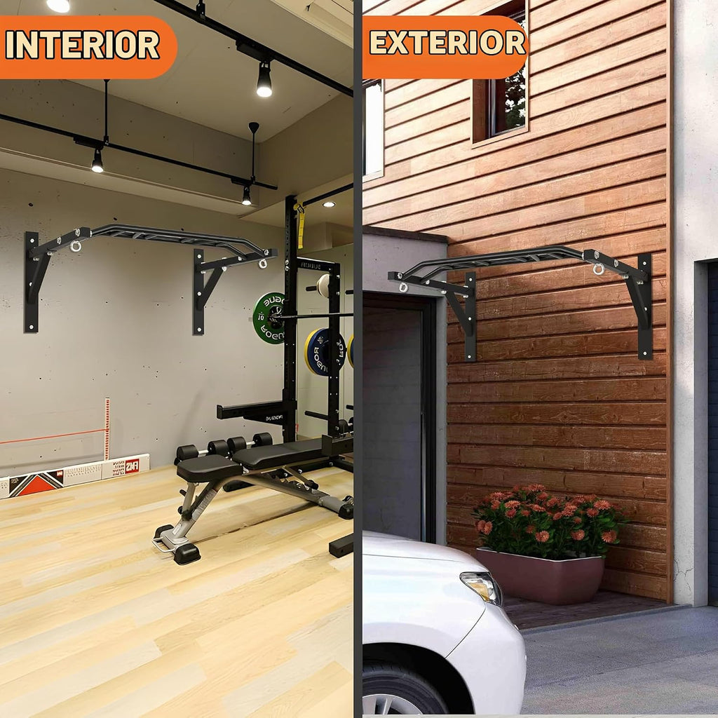 Barra de Dominadas de Montaje en Pared Upgrade, Barra de Dominadas Multiagarre de Alta Resistencia para Entrenamiento de Fuerza, Capacidad de 600 lbs, Construcción en Acero Duradera, Perfecta para Entrenamientos en Casa y Garaje
