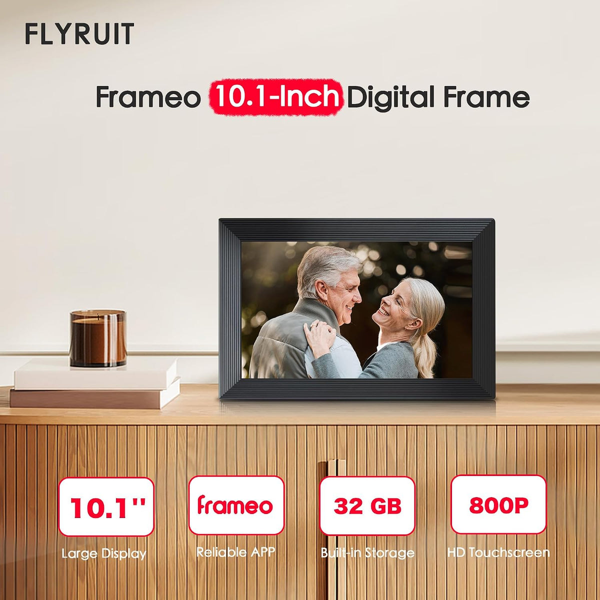 Frameo - Marco de fotos digital de 10.1 pulgadas, WiFi, marco de fotos electrónico inteligente, 32 GB