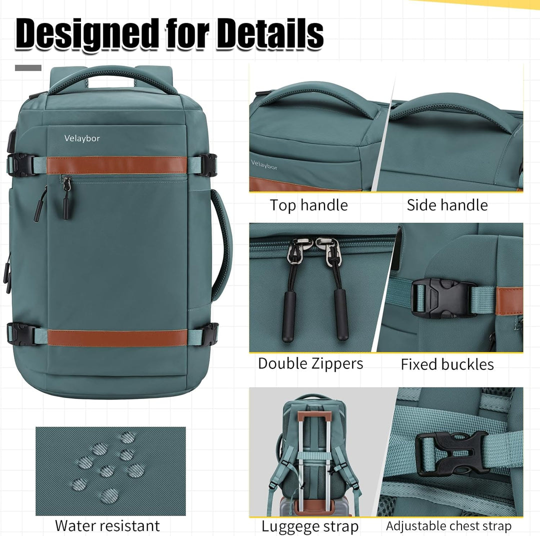 Velaybor Mochila de viaje de 42L con 4 cubos de embalaje, bolsa de...