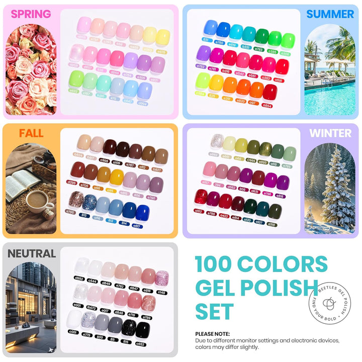 Beetles - Juego de esmaltes de uñas de gel Chroma Dreams, 100 color...