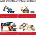 BRIO World Rail & Road - Juego de tren de madera con certificación FSC de 32 piezas y accesorios - Auto grúa especial, plataforma plana, pistas y más - Funciona con todos los juegos de ferrocarriles