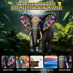 Rompecabezas de madera para adultos, rompecabezas de madera de elefante de 200 piezas, rompecabezas de madera con forma de animal único para adultos y niños, divertidos rompecabezas de elefante floral