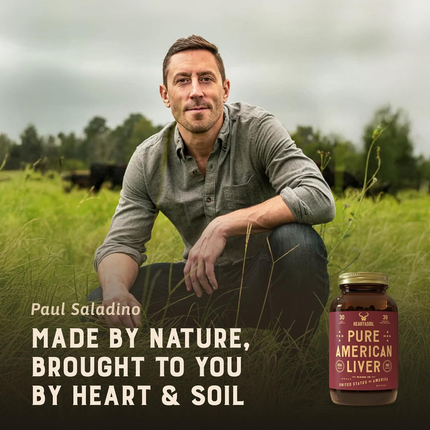 HEART &amp; SOIL Suplemento de hígado de res americano puro 100% al...