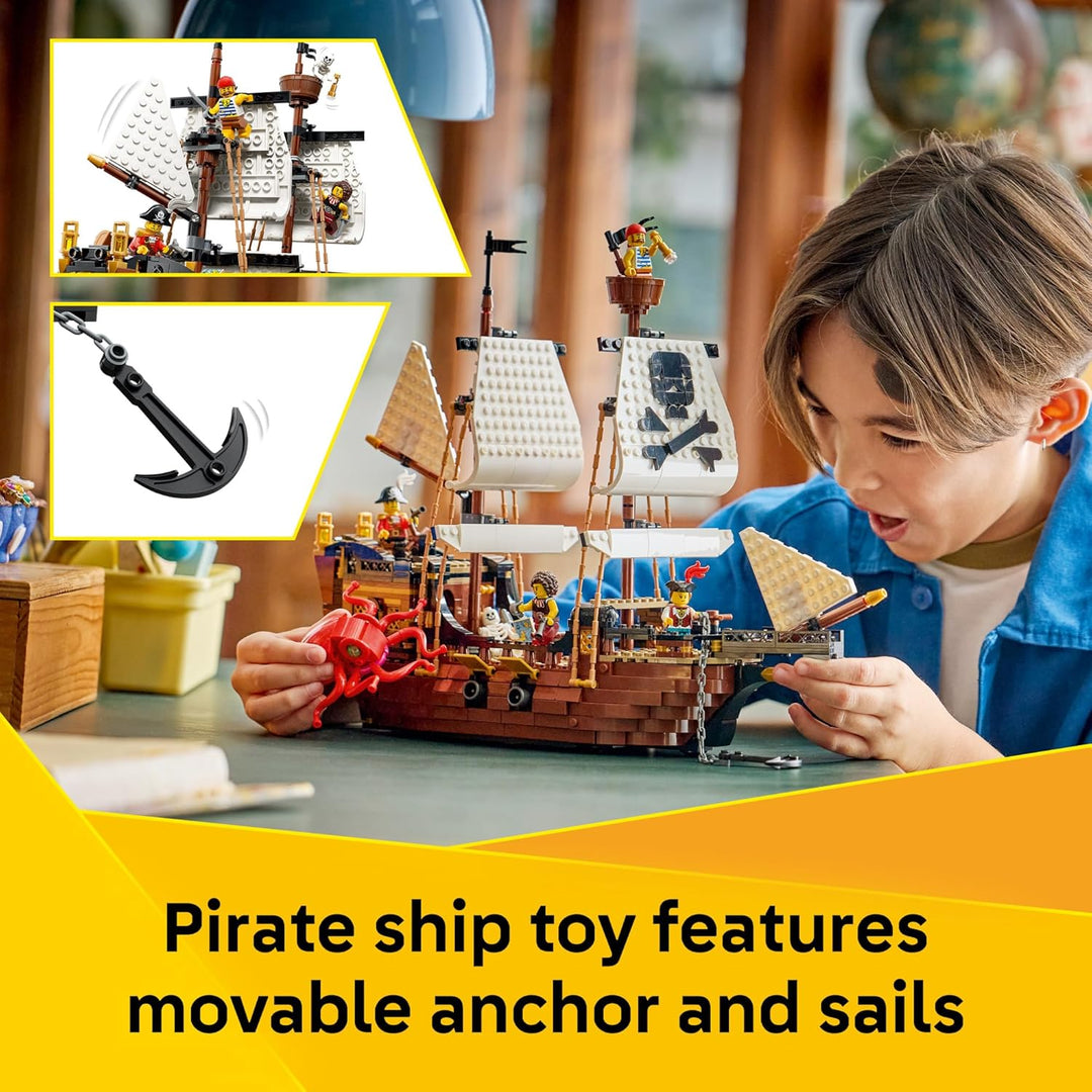 LEGO Creator 3 in 1 Iconic Pirate Ship Toy - Building Set for Boys...