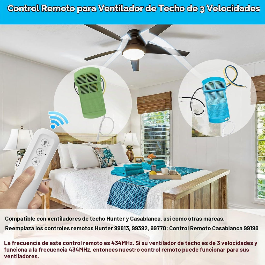 Reemplazo de control remoto para ventilador de techo para Hunter 99770