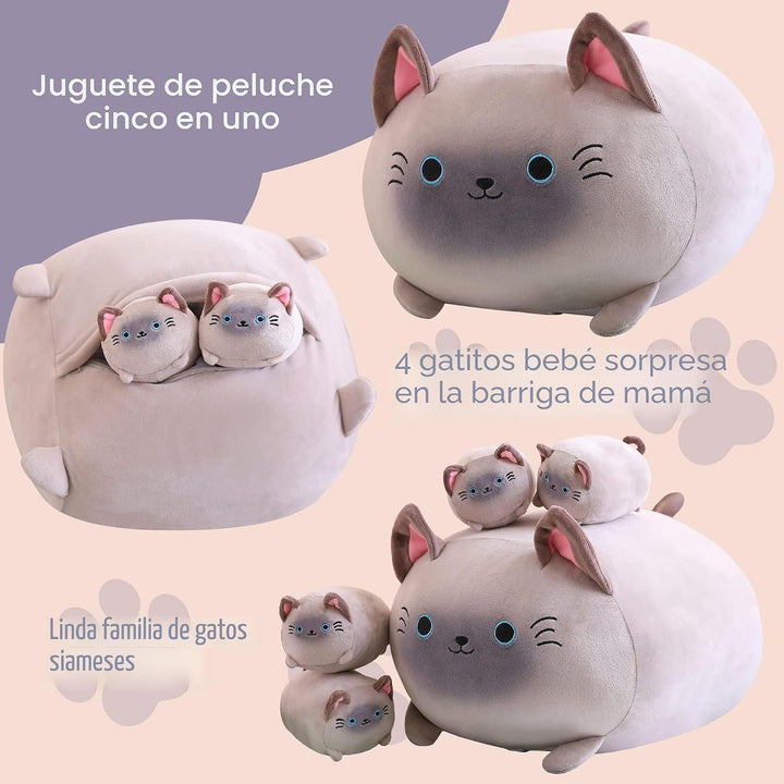 SQEQE Peluche de gato siamés, lindos animales de peluche para mamá...