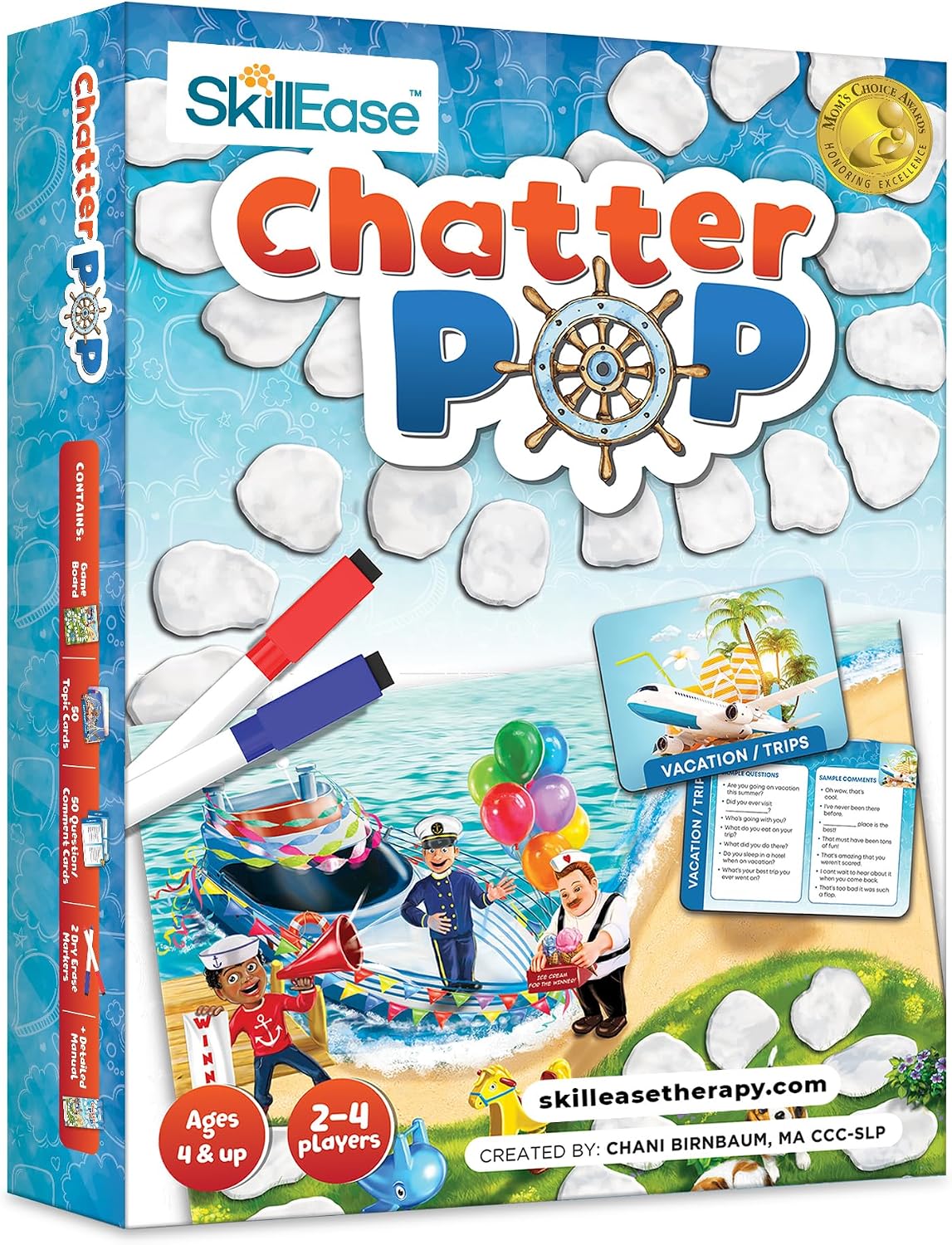 SkillEase Juego de habilidades sociales Chatter Pop para pensar en los demás, materiales de terapia del habla, juegos de terapia, educativos, actividades de aprendizaje socio-emocional, tarjetas de inicio de conversación