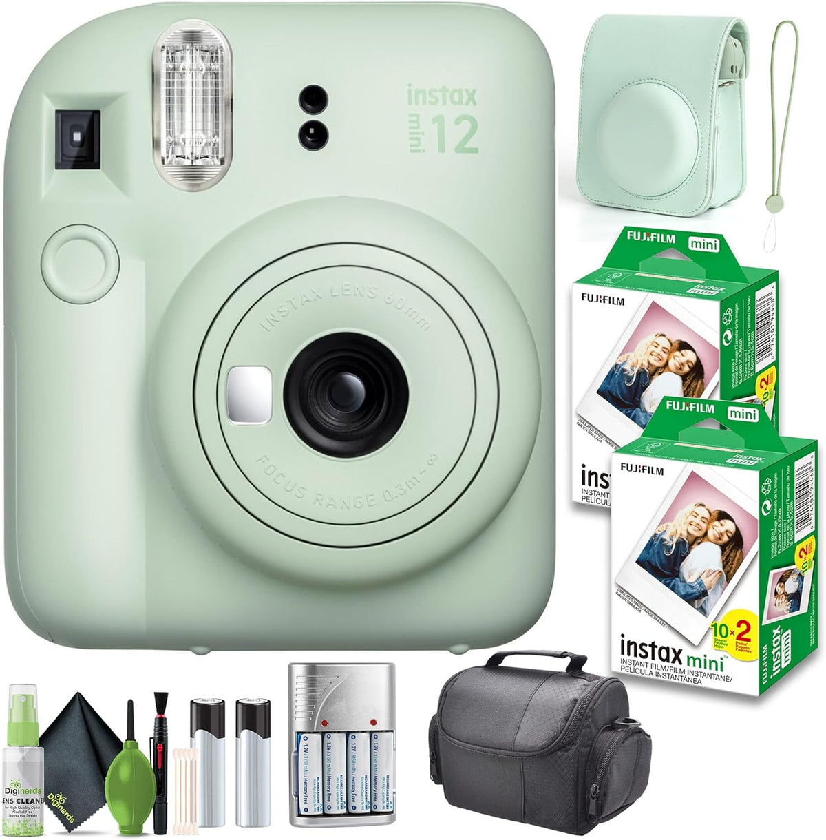 FUJIFILM INSTAX MINI - Paquete de 12 cámaras de película verde ment...