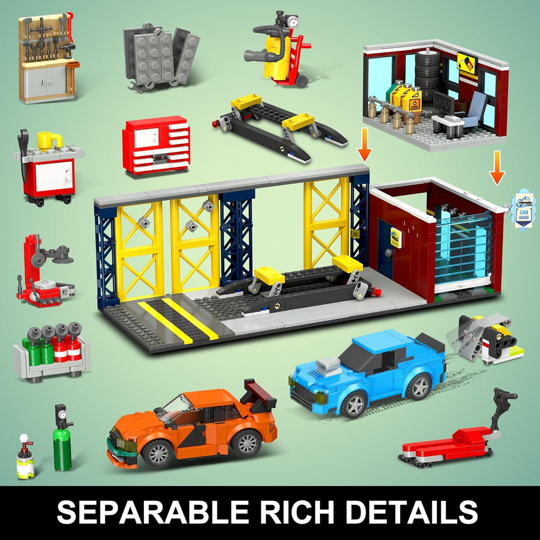 HOGOKIDS Juego de construcción de garaje de coche de