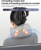 Almohada masajeadora de cuello inalámbrica con calor, masajeador de cuello Shiatsu para aliviar el dolor de tejido profundo, almohada de masaje térmica para viajes, 3 intensidades ajustables, regalos para mujeres y hombres