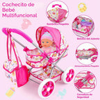 Juego de cochecito de muñeca de bebé, juguetes para niñas y niños