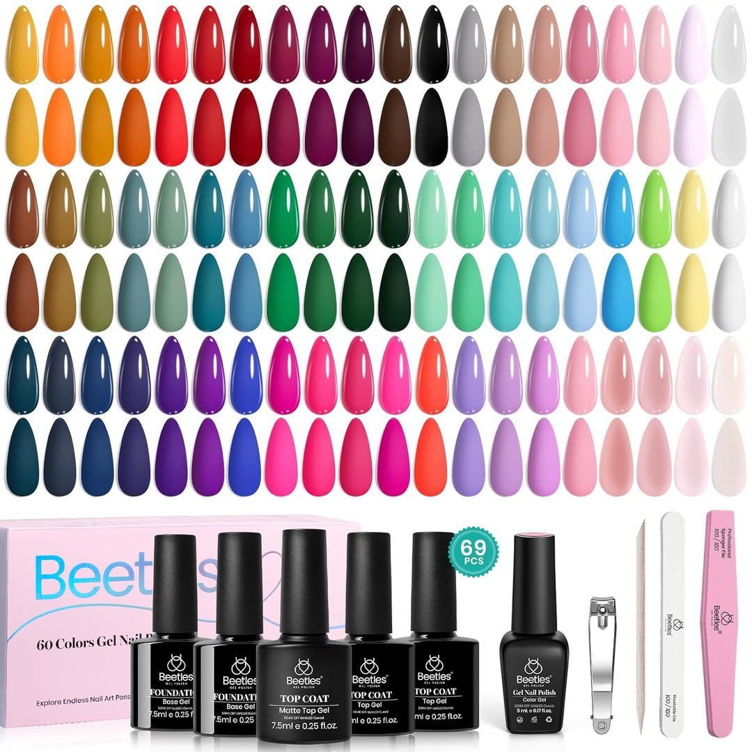 Beetles - Juego de esmaltes de uñas de gel, 69 unidades, espectro e...