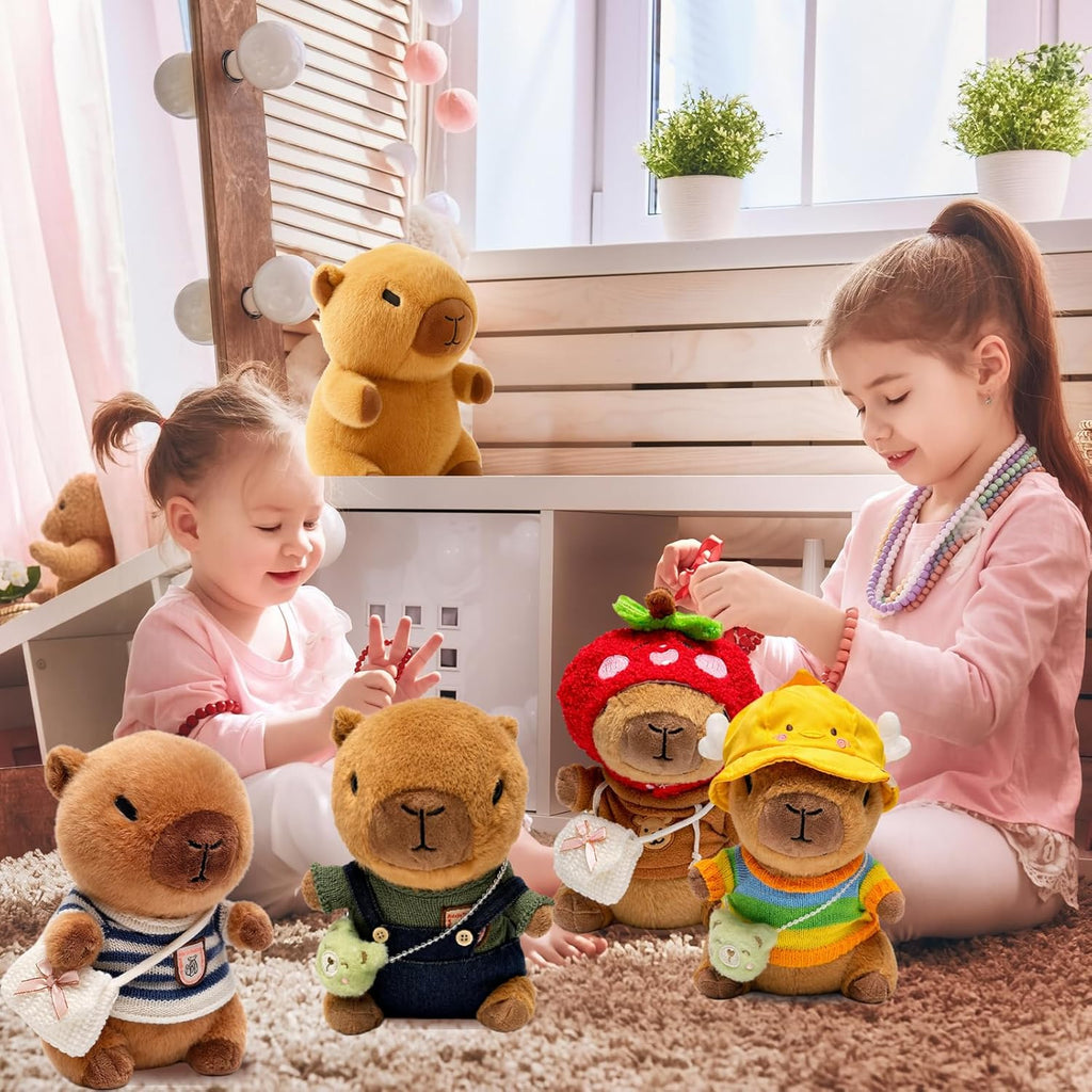 TITQWOP Peluche Capybara marrón de 10.2 pulgadas con 9 prendas