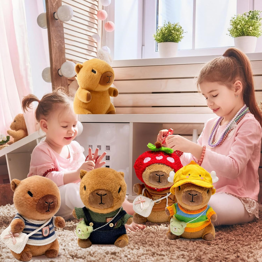 TITQWOP Peluche Capybara marrón de 10.2 pulgadas con 9 prendas y ac...